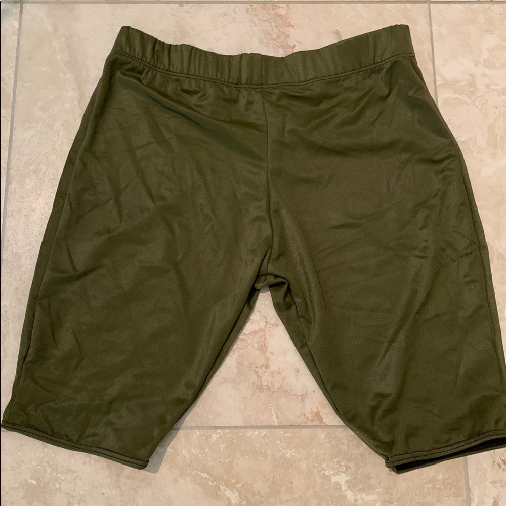 Spandex Army Grn  KneePant Workout  undergear X068*